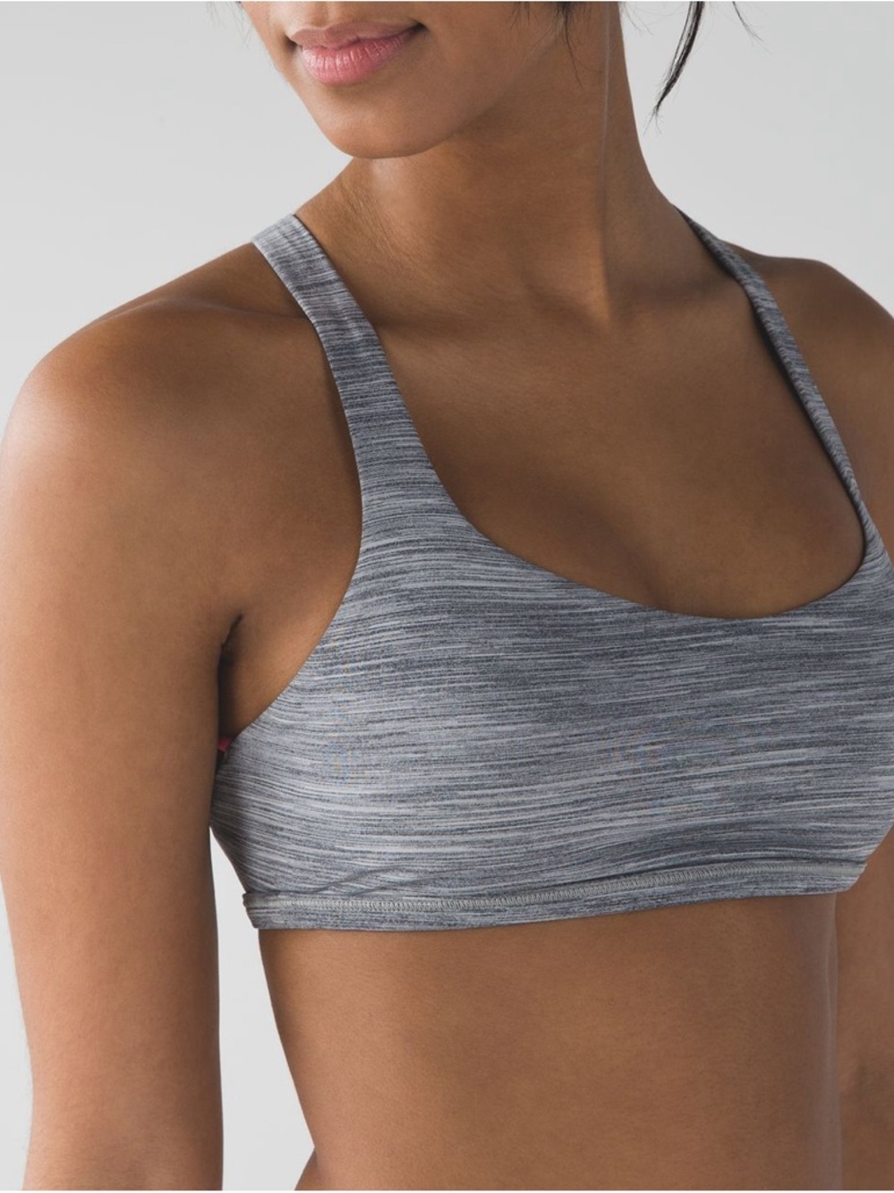Lululemon Free To Be Wild Bra Size 4 Grey Pink Strappy Back - Picture 2 of 2